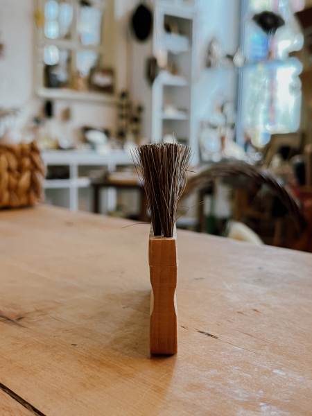 Taschen-Kleiderbürste schmal / rein Rosshaar, lackiert